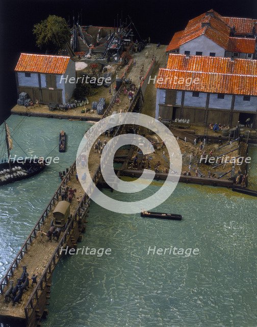 Model of a Roman port on Lower Thames Street, London, c100 AD. Artist: Unknown