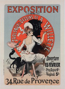 Affiche pour l' "l'Exposition de Tableaux et Dessins de A. Willette"., c1898. Creator: Jules Cheret.
