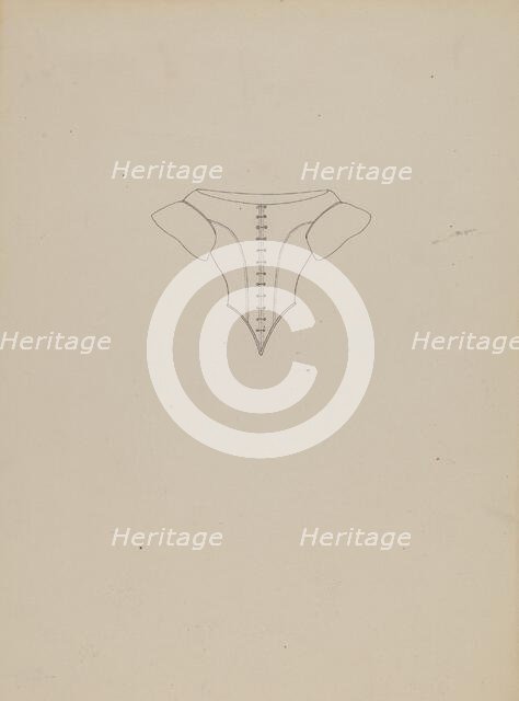 Evening Bodice, Line Drawing, c. 1937. Creator: Mae A. Clarke.