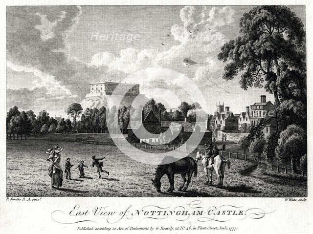 East view of Nottingham Castle, Nottinghamshire, 1777. Artist: William Watts