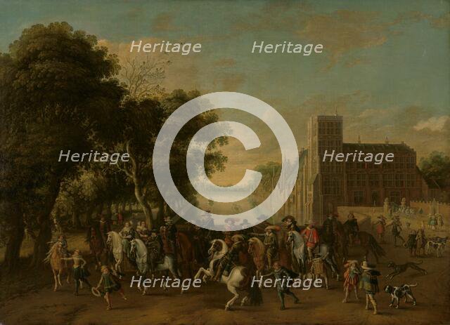 Prince Maurits, Accompanied by Prince Frederik Hendrik, Frederick V of Bohemia..., c.1621-c.1625. Creator: Pauwels van Hillegaert I.