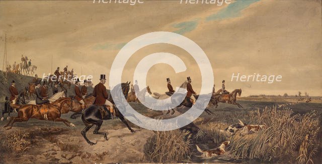 Emperor Franz Joseph I with Empress Elisabeth during a parforce hunt, 1880. Creator: Blaas, Julius, von (1845-1922).