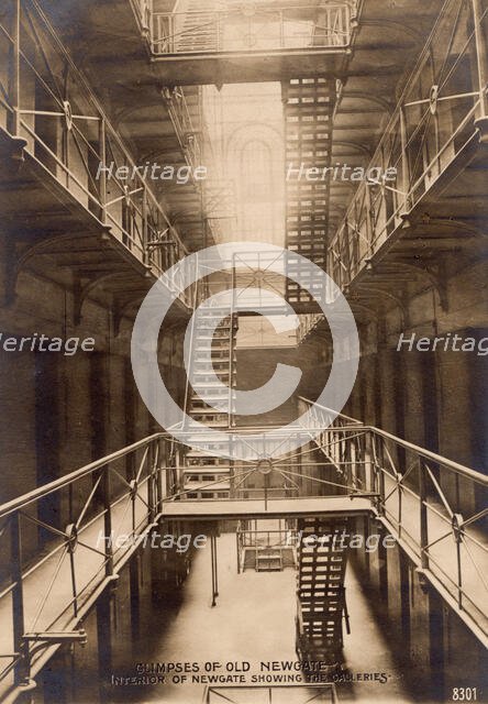 Glimpses of Old Newgate - Interior of Newgate showing the Galleries, c1900.  Creator: Rotophot.
