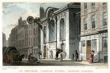 Church of St Swithin and the London Stone, Cannon Street, City of London, c1830.Artist: J Tingle
