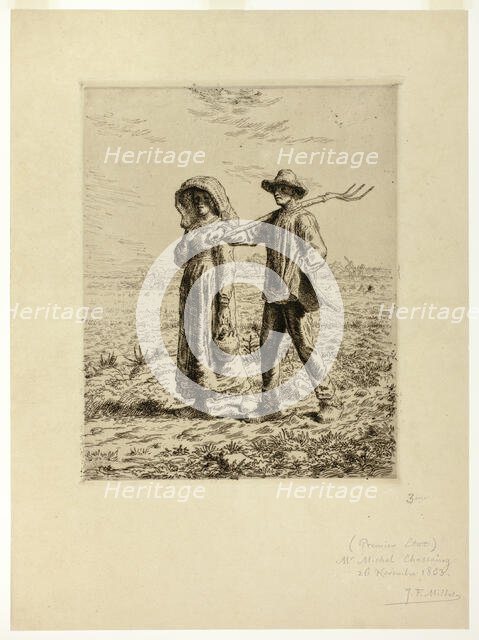 Peasants Going to Work, 1863. Creator: Jean Francois Millet.