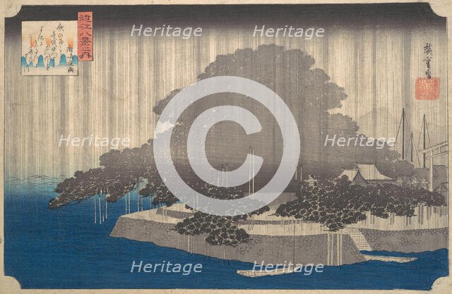 Evening Rain on the Karasaki Pine. Creator: Ando Hiroshige.