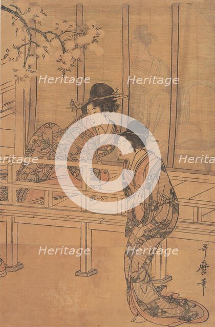 The Lady of Rokujo being Visited by the Princess Aoi, ca. 1805. Creator: Kitagawa Utamaro.