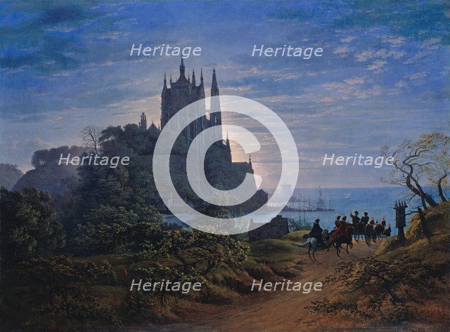 Gothic Church on a Rock by the Sea, 1815. Artist: Schinkel, Karl Friedrich (1781-1841)