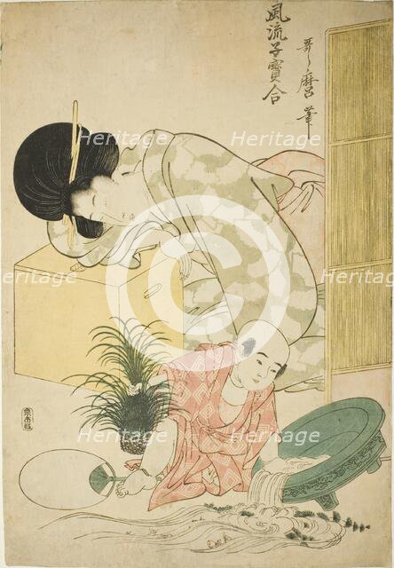 Goldfish, from the series "Elegant Comparison of Little Treasures (Furyu kodakara..., Japan, c. 1802 Creator: Kitagawa Utamaro.