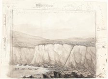 Sketch of Boats near a Cliff, mid 19th century. Creator: Unknown.