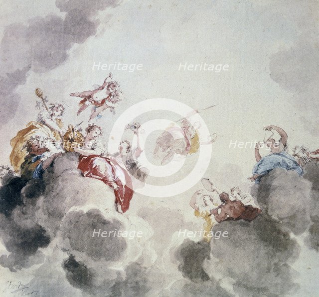Heavenly scene, 18th century.  Artist: Jacob de Wit