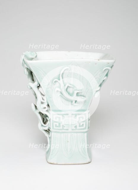 Cup in the Shape of an Archaic Bronze Vessel with Lizards, Qing dynasty (1644-1911), 18th/19th cent. Creator: Unknown.