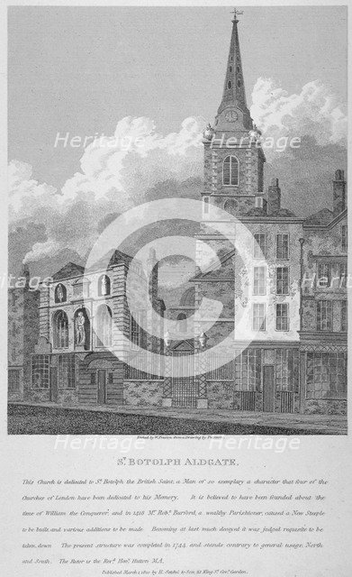 Church of St Botolph, Aldgate, City of London, 1810. Artist: W Preston