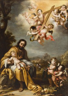 Saint Joseph and the Christ Child before the Holy Cross, c.1670. Creator: Schut, Cornelis, the Younger (c. 1629-1685).