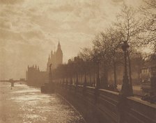 Winter's mood Victoria embankment. From the album: Photograph album - London, 1920s. Creator: Harry Moult.