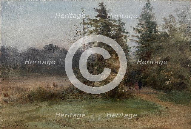 Landscape with Two Figures. Artist: Benois, Albert Nikolayevich (1852-1936)