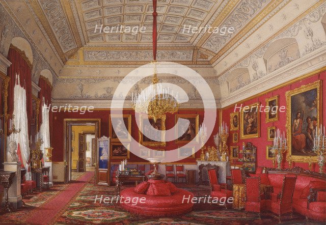 Interiors of the Winter Palace. The First Reserved Apartment. The Large Study of Grand Princess Maria Nikolayevna, 1867. Artist: Hau, Eduard (1807-1887)