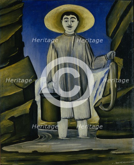 Fisherman among the rocks, 1906. Artist: Pirosmani, Niko (1862-1918)
