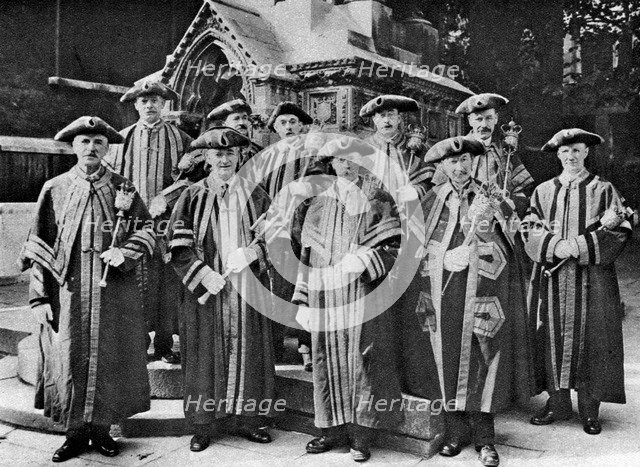 The ward beadles, Guildhall, London, 1926-1927. Artist: Unknown