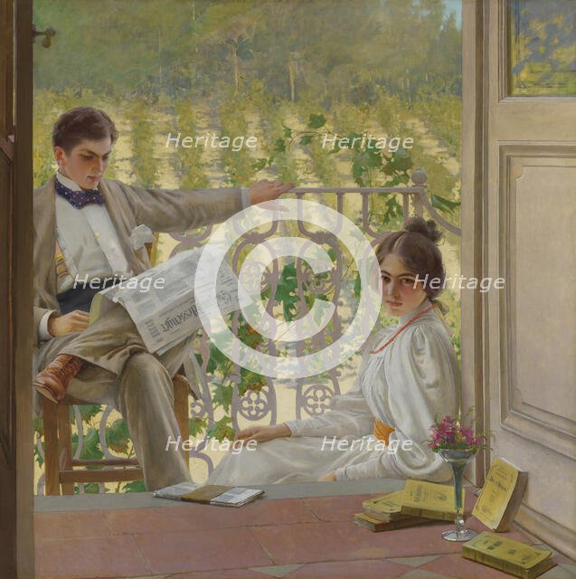 An Afternoon on the Porch, 1895. Creator: Corcos, Vittorio Matteo (1859-1933).