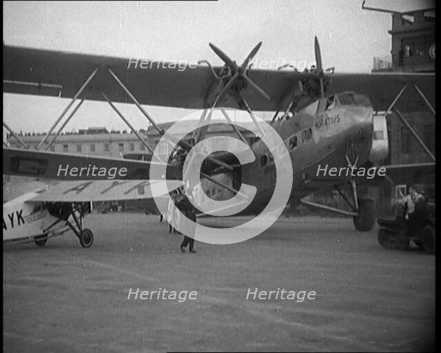 Handley Page Horatius - Air Liner and Mail Plane with Mail Being Loaded onto It, 1929. Creator: British Pathe Ltd.