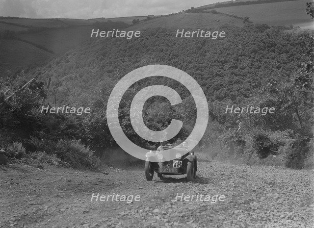 Rover Meteor Speed Twenty at the Mid Surrey AC Barnstaple Trial, Beggars Roost, Devon, 1934. Artist: Bill Brunell.