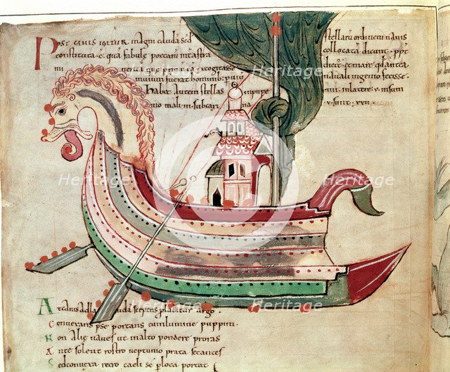 Norse dragon-prowed ship, c10th Century. Artist: Unknown