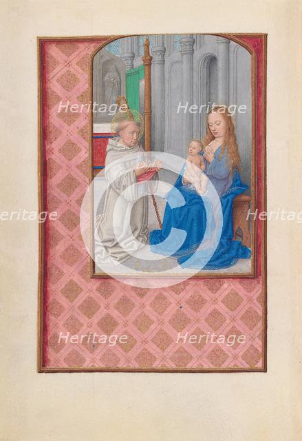 Hours of Queen Isabella the Catholic, Queen of Spain: Fol. 267v, Vision of St. Bernard, c. 1500. Creator: Master of the First Prayerbook of Maximillian (Flemish, c. 1444-1519); Associates, and.