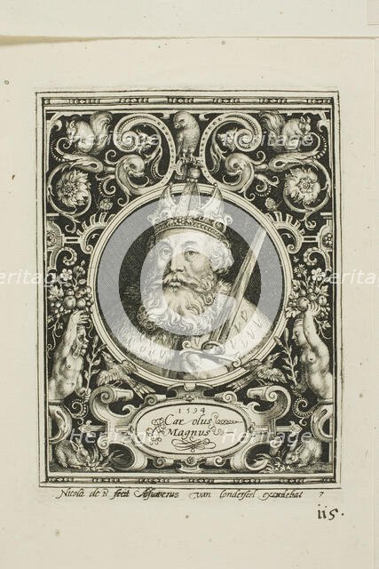 Charlemagne, plate seven from The Nine Worthies, 1594. Creator: Nicolaes de Bruyn.