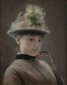 Young woman with hat, 1884. Creator: Robert Thegerstrom.