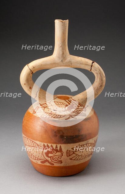 Stirrup Vessel Depicting Bands of Abstract Fish, 100 B.C./A.D. 500. Creator: Unknown.