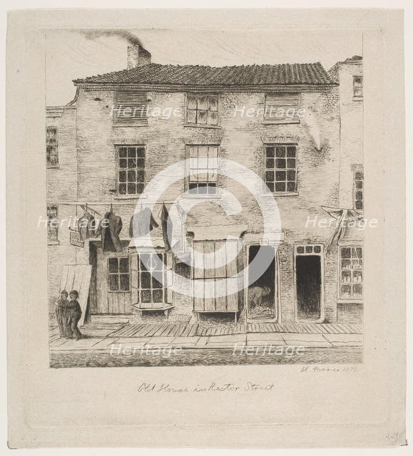 Old House in Rector Street (from Scenes of Old New York), 1870. Creator: Henry Farrer.