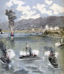The attack on Valparaiso, the Chilean Revolution, 1891. Artist: Unknown