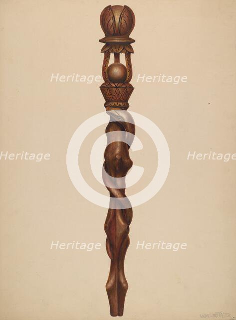 Scepter (Lumberjack Carving), c. 1938. Creator: Walter Hochstrasser.