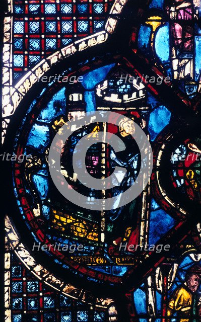 The pilgrim leaves Jerusalem for Jericho, stained glass, Chartres Cathedral, France, 1205-1215. Artist: Unknown