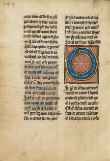 Diagram with Seven Signs of the Zodiac; De Natura Avium; De Pastoribus et Ovibus, 1277 or after. Creator: Unknown.