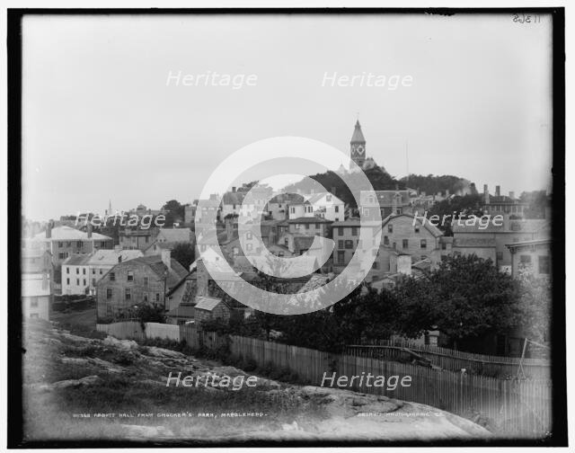 Abbott [sic] Hall from Crocker's Park, Marblehead, between 1890 and 1899. Creator: Unknown.