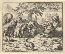 The Lion Takes the Advice of the Other Animals for Renard's Punishment, 1650-75. Creator: Allart van Everdingen.