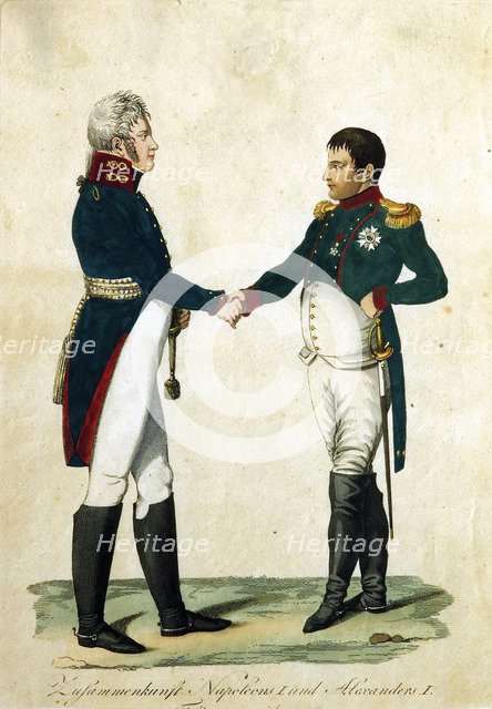 Meeting of Napoleon and Alexander I, 1808. Artist: Anonymous  