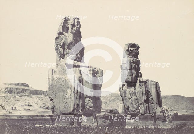 The Statues of Memnon. Plain of Thebes, 1857. Creator: Francis Frith.