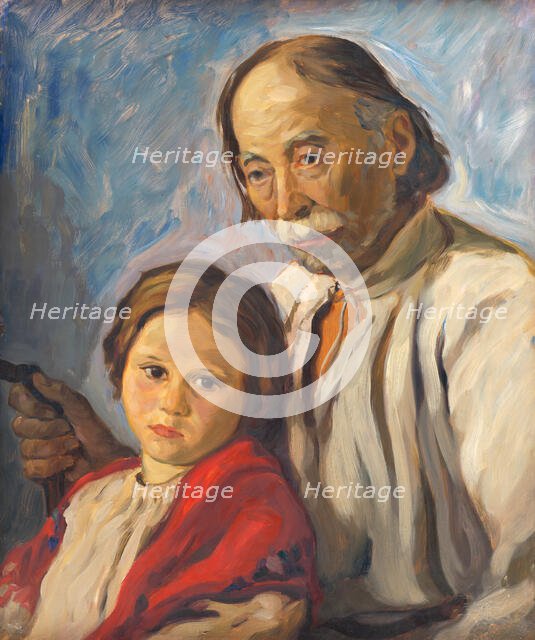 Old Man with a Granddaughter, 1939. Creator: Stefan Polkorab.
