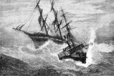 A Channel tug trying to get a rope on board a distressed vessel in a storm, 1881. Creator: John Greenaway.