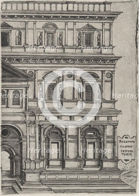 Palatium Claudie Imperatoris, from a Series of 24 Depicting (Reconstructed) B..., Plate ca. 1530-50. Creator: Anon.