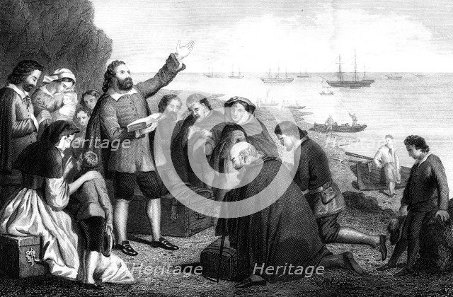 Embarkation of the Pilgrim Fathers, 1620. Artist: Unknown
