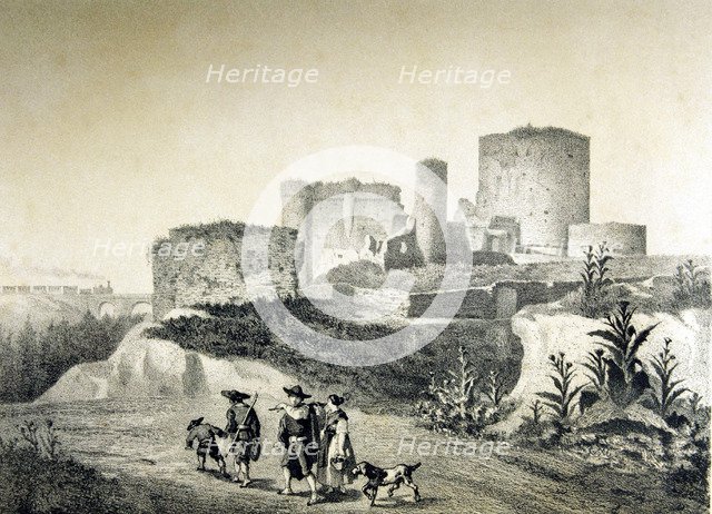 View of the ruins of the castle of Arévalo (Ávila), engraving in the book 'Memories and beauties …