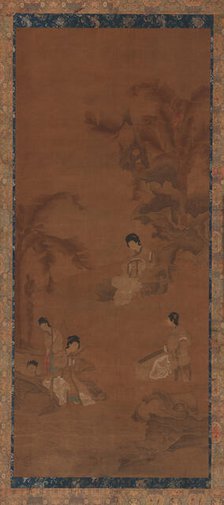 Female musicians in a garden under banana palms, Ming dynasty, 1368-1644. Creator: Unknown.