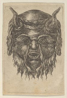 Satyr Mask with a Laurel Wreath Draped Over the Horns, from Divers Masques, ca. 1635-45. Creator: Francois Chauveau.