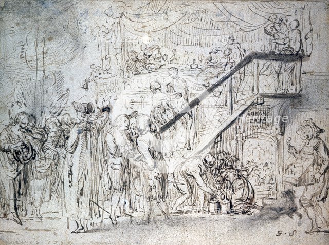 'Le Grand Café' 1759. Artist: Gabriel de Saint-Aubin