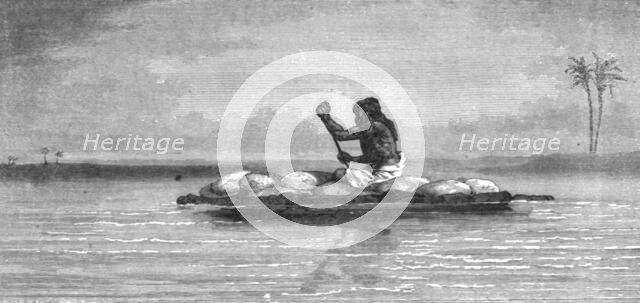 'Kelek, or raft of inflated skins, on the Tigris; Journeyings in Mesopotamia', 1875. Creator: Unknown.