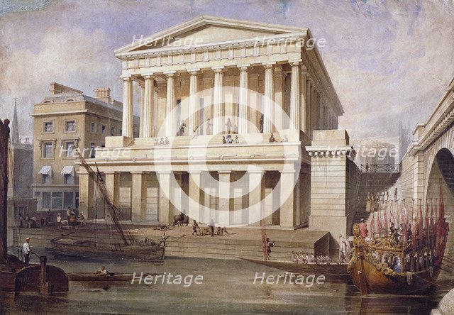 Proposed view of Fishmongers' Hall near London Bridge, City of London, c1830. Artist: Frederick Nash